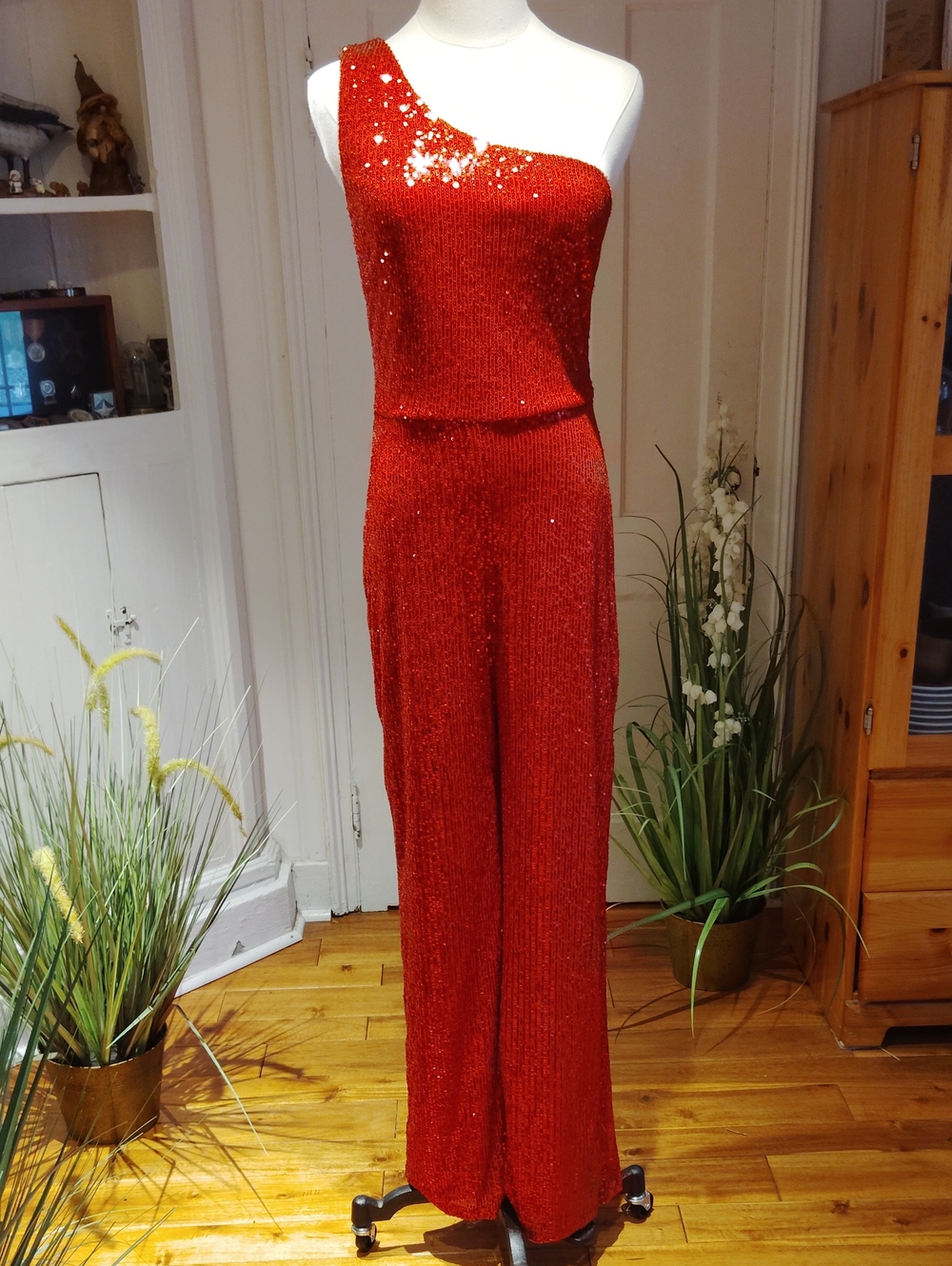Crystal Sky Sequinned One Shoulder Jumpsuit NEW - Picture 13 of 14
